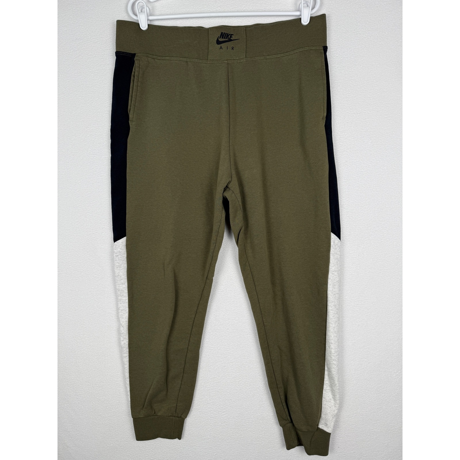 Nike Air Womens Xl Olive Green Colorblock Fleece Joggers Cv8573-222